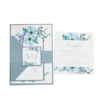 Blue floral design invitation card