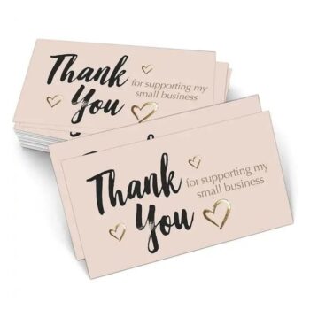 Tarjetas de agradecimiento impresas en oro