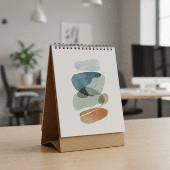 Calendario corporativo de sobremesa con encuadernación Wire-O