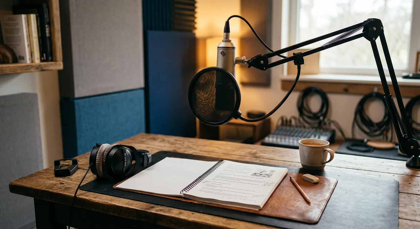 Audio recording setup for children's sound book narration