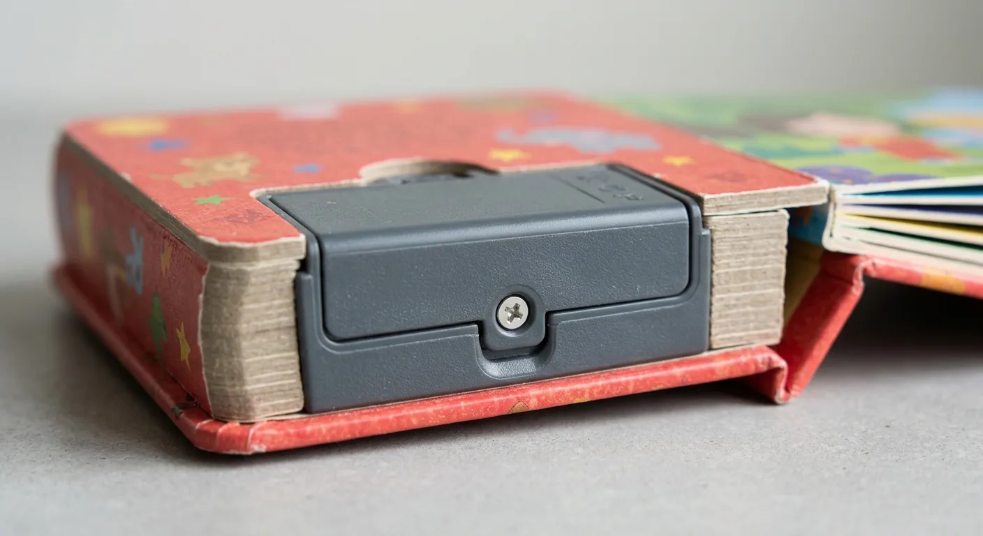 Secure battery compartment on a children's sound book