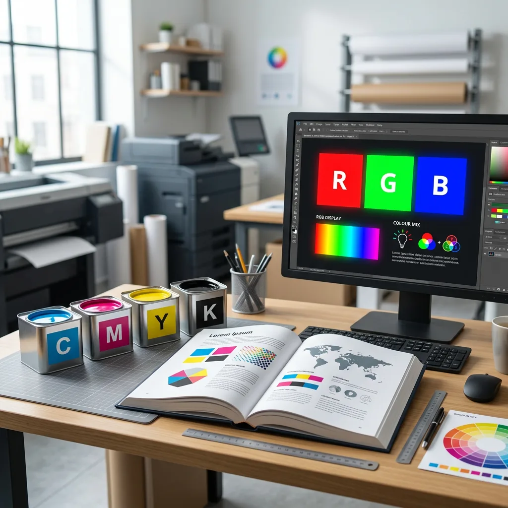 CMYK printing inks and RGB screen colours for book production
