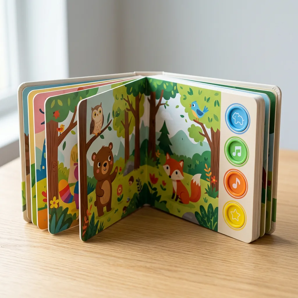 Custom children’s sound board book with integrated audio buttons