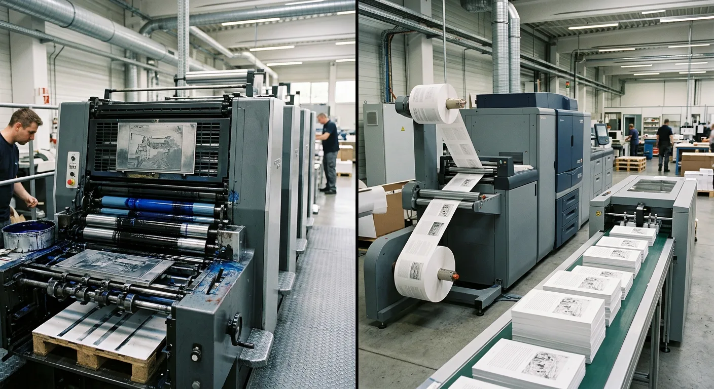 Offset press and digital printer used for book production