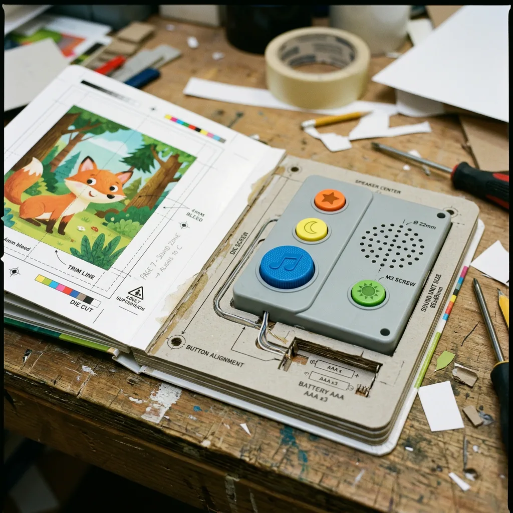 Sound module layout coordinated with children's book artwork