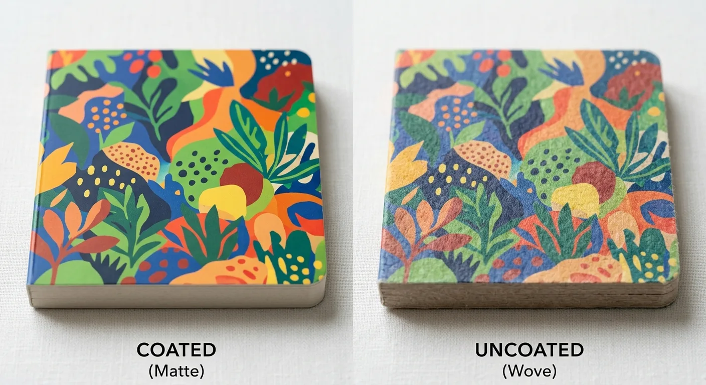 Comparison of coated and uncoated board book paper surfaces