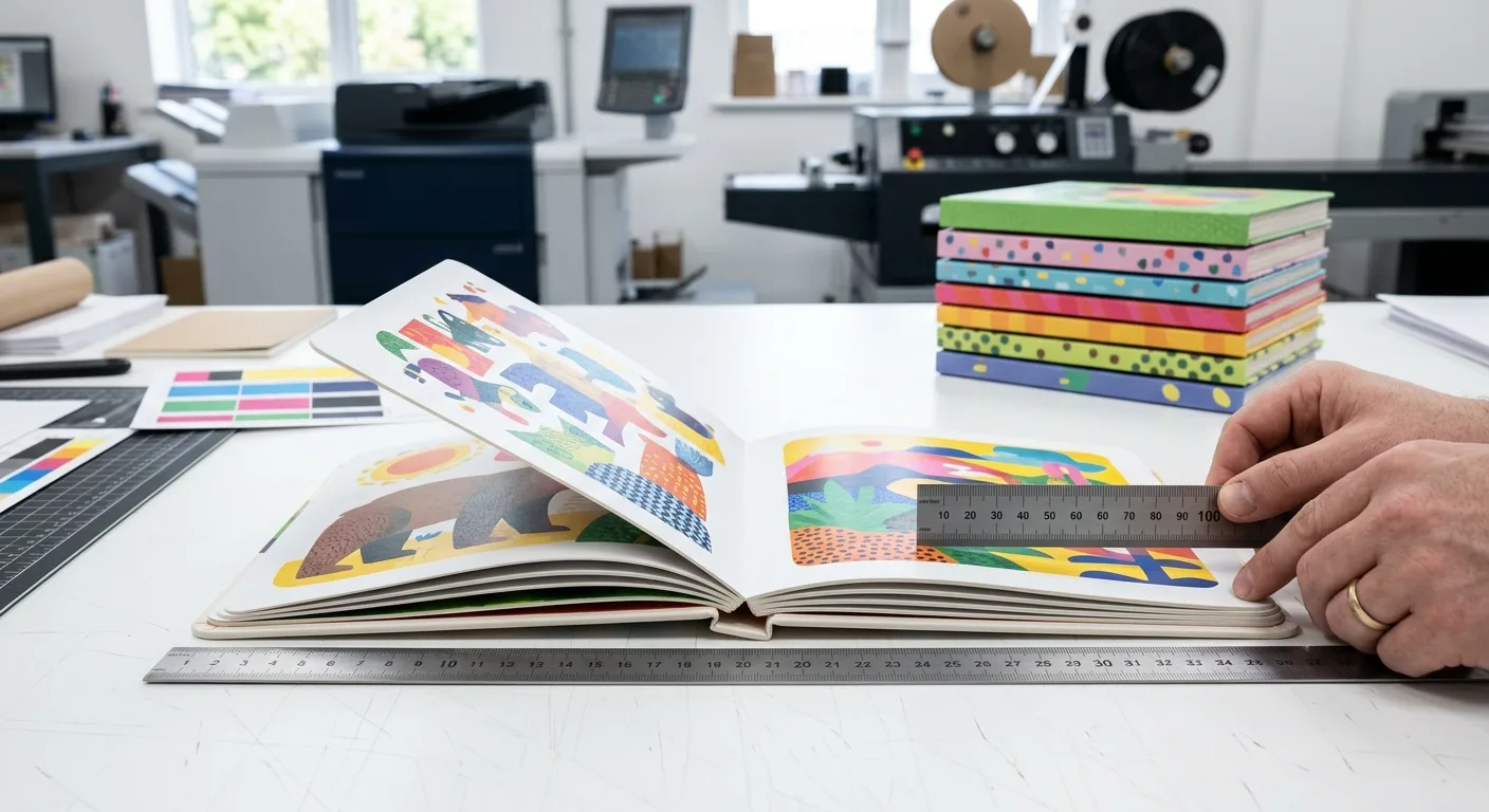 Board book printing specifications shown with thick pages and finished size measurements