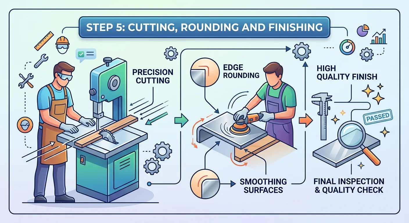 Step 5: Cutting, rounding and finishing
