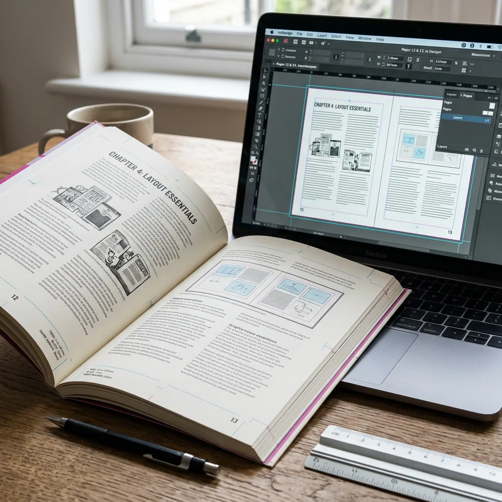 Book interior proof being checked for page size, margins and bleed