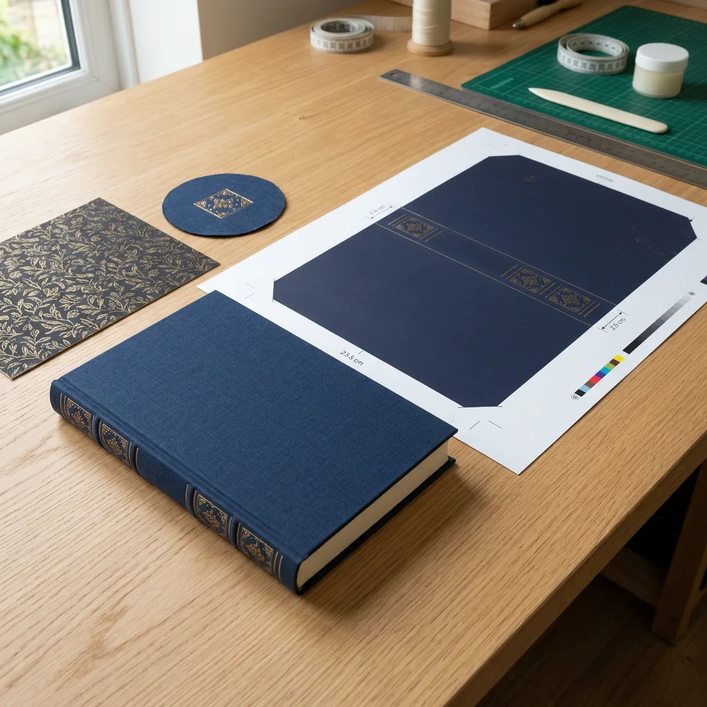 Hardcover cover and spine proof checked alongside binding materials