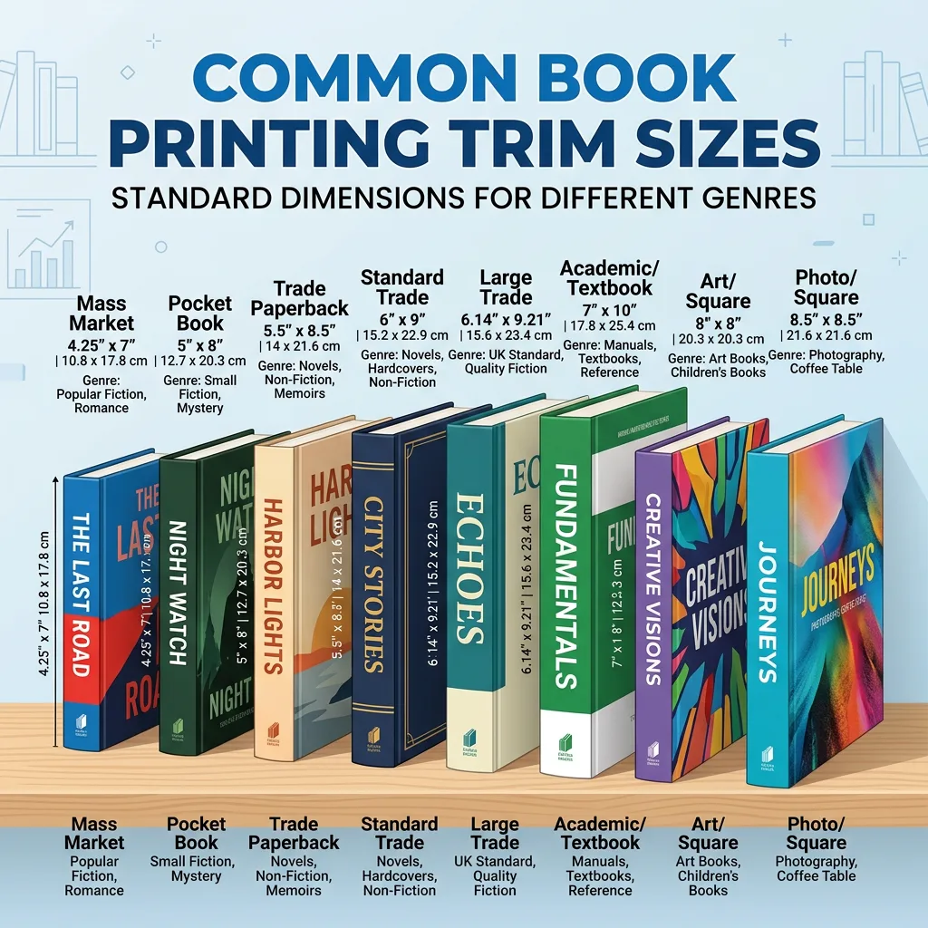 Common book printing trim sizes