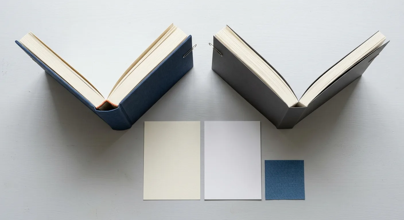 Comparison of hardcover case binding and softcover perfect binding