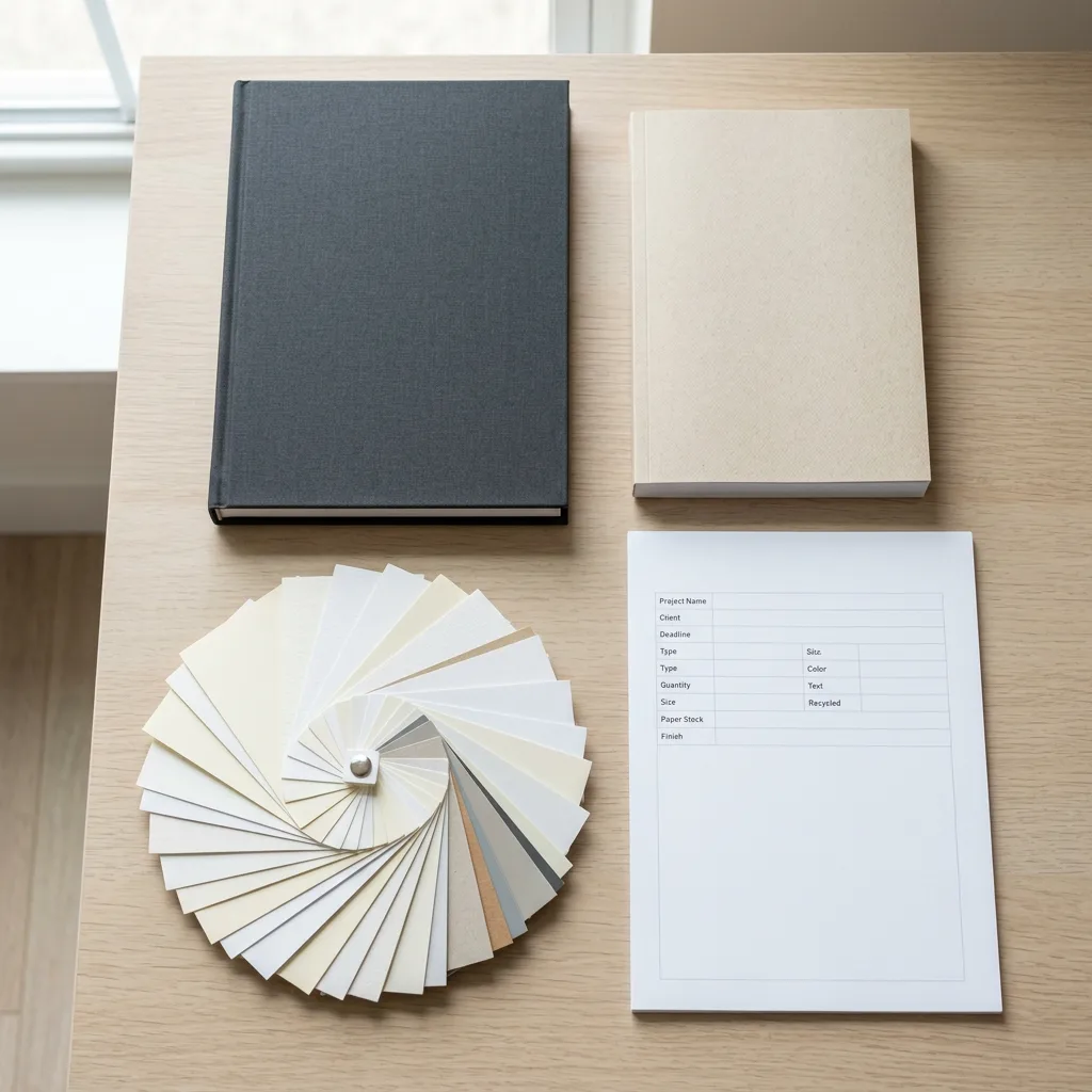Hardcover and paperback samples used to select a book binding