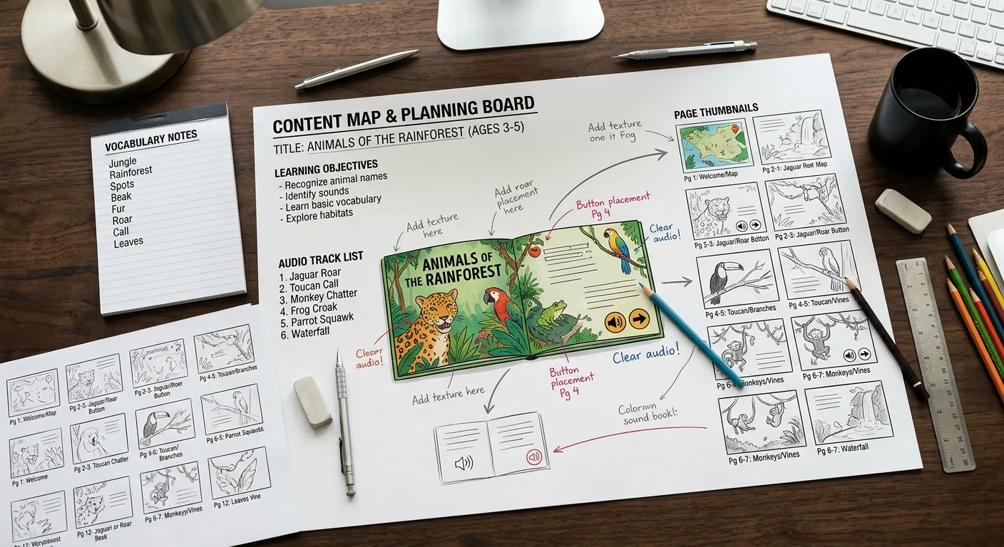 Planning materials for a custom early education sound book