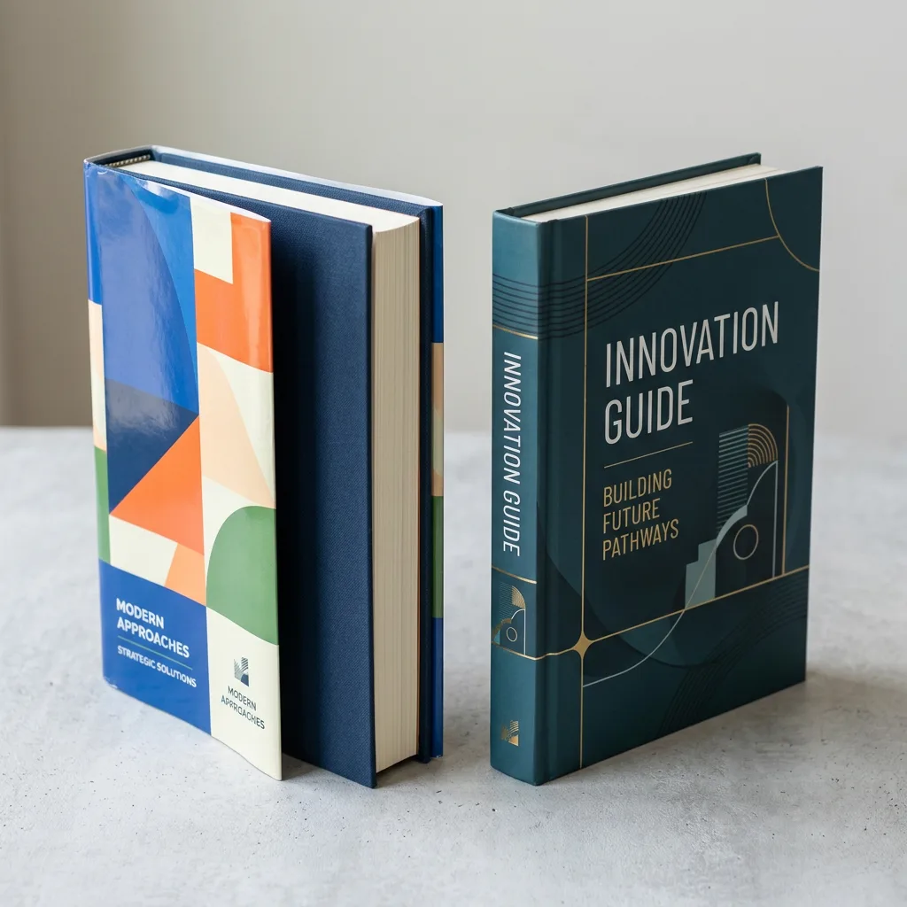 Hardcover books showing a dust jacket and a printed case cover side by side