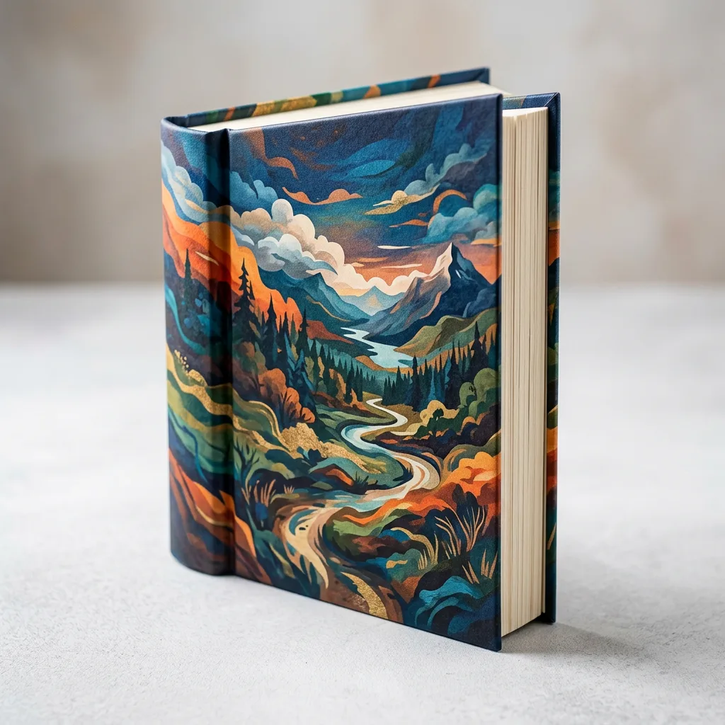 Hardcover book with artwork printed directly on the case cover