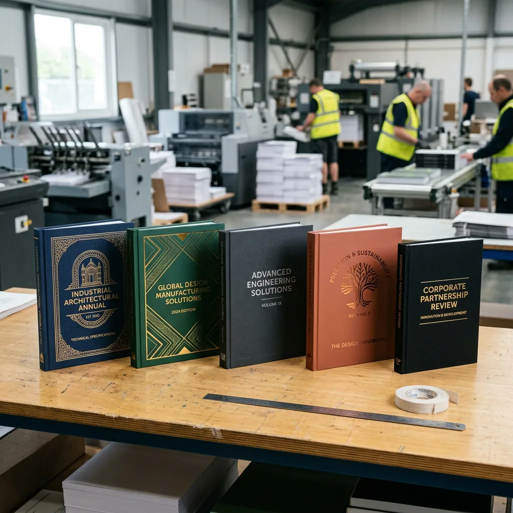 Hardcover books showing lamination, foil stamping, embossing and spot UV cover finishes