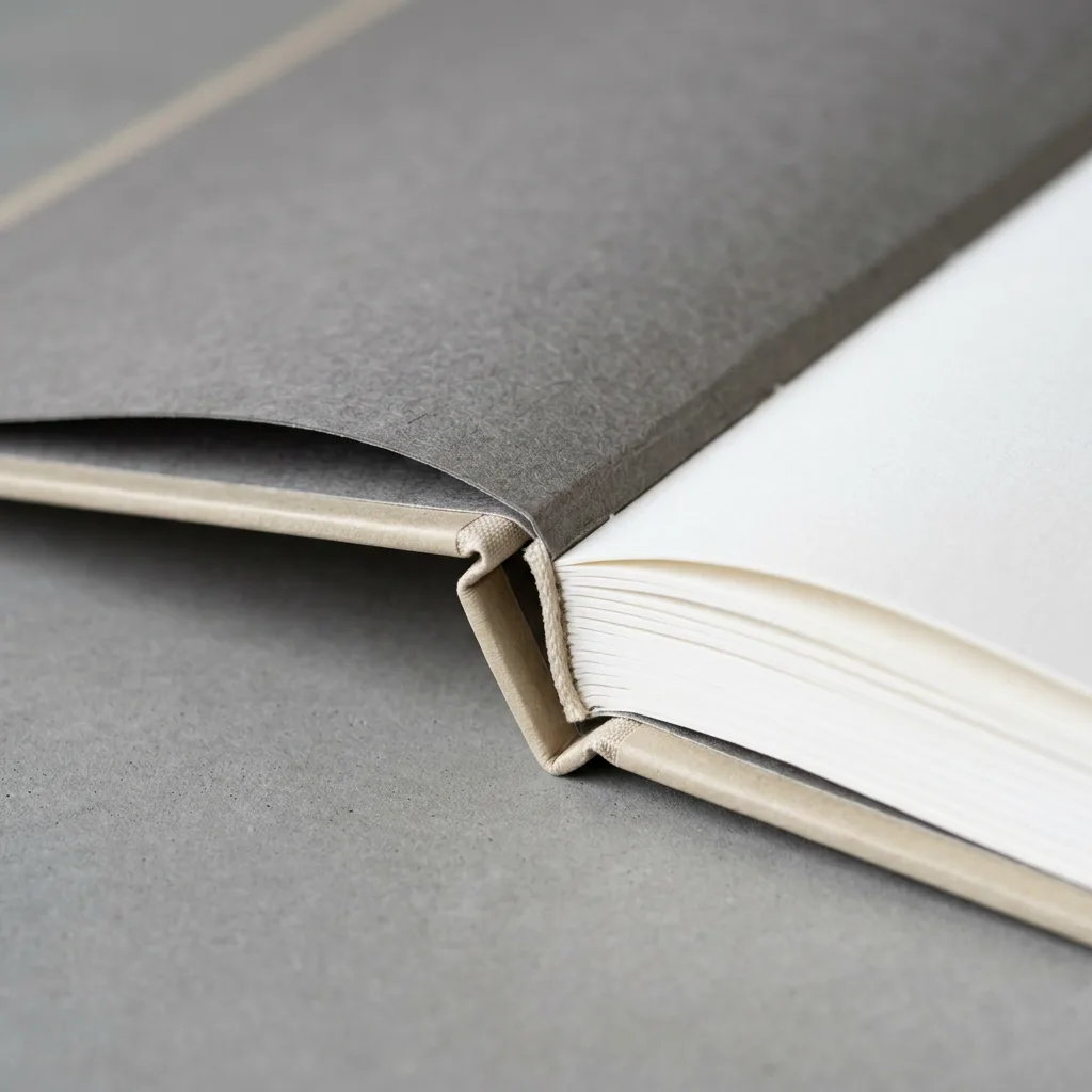 Close-up of the components of a case-bound hardcover book