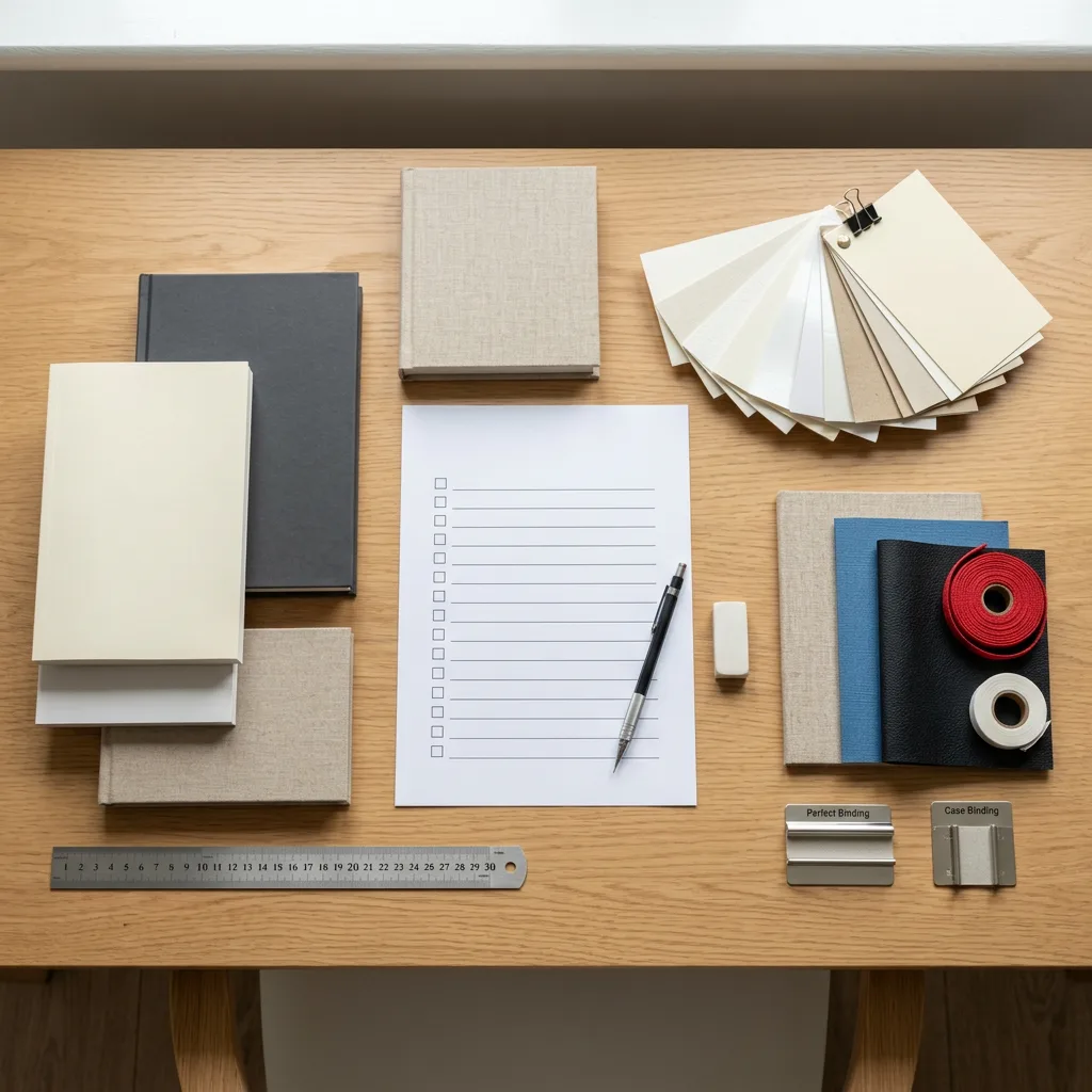 Materials for planning a custom book printing specification
