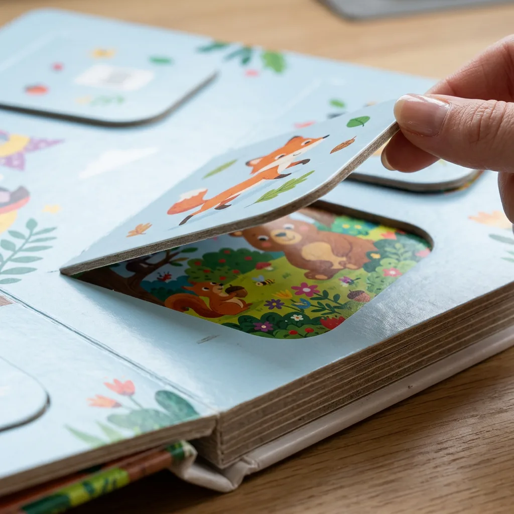 Lift-the-flap detail on a thick board book page