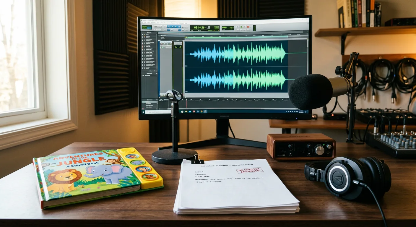 US English narration and audio script for a sound book