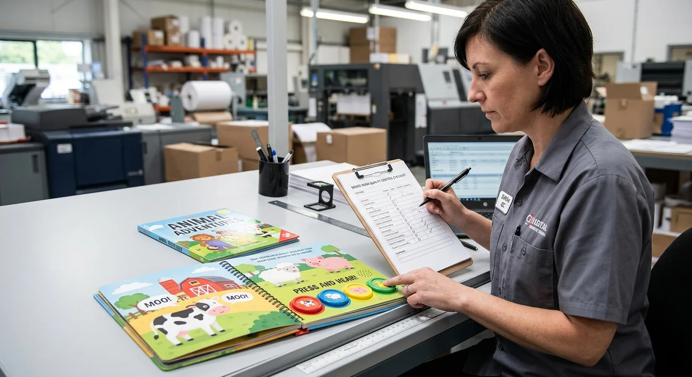 Physical proof check for a custom children's sound book