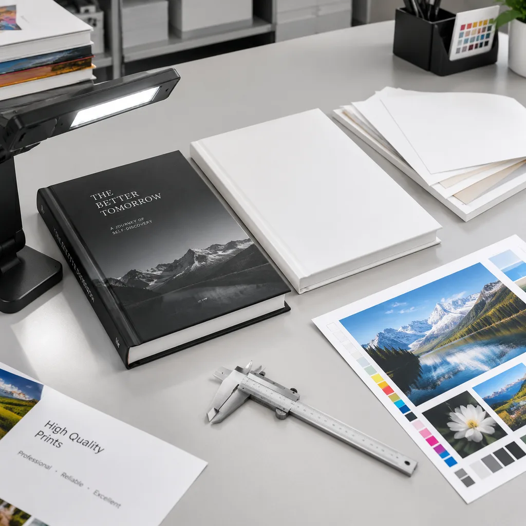 Bible paper samples, blank dummy and printed proof under inspection