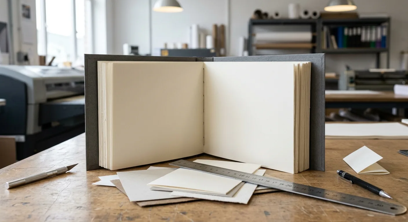 Blank book dummy used to check page order and physical structure