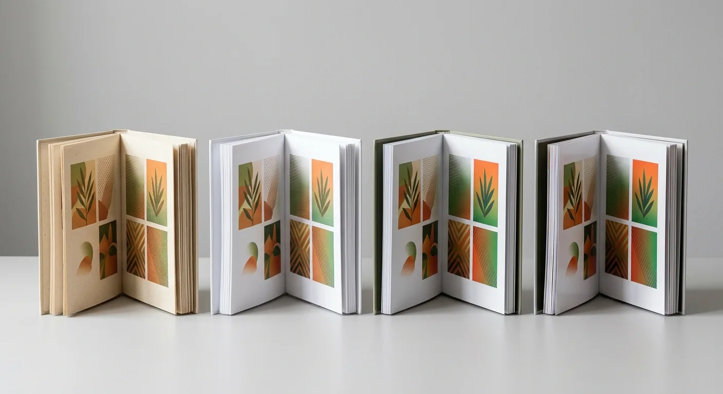 Different coated and uncoated paper types used for books