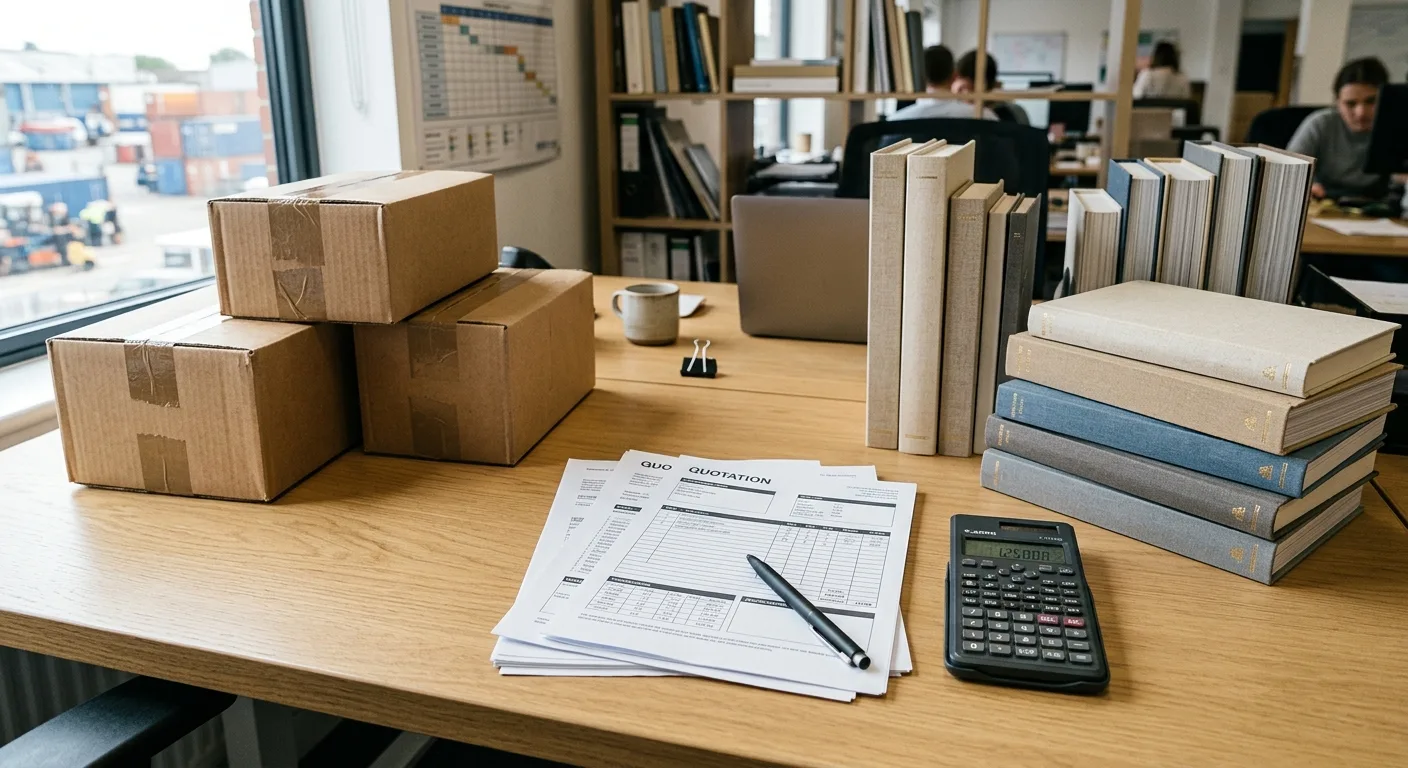 Documents and printed books used to estimate landed cost
