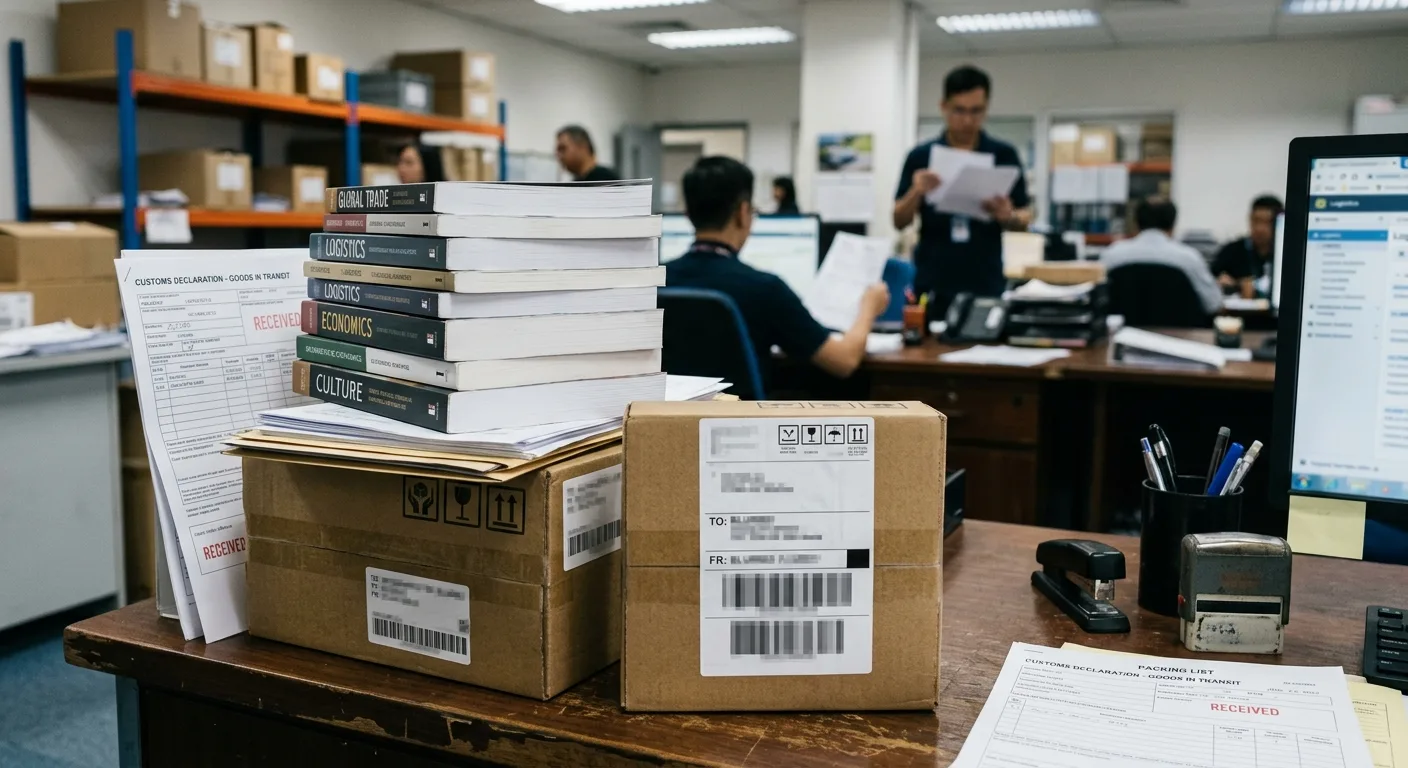 Customs and shipping documents for imported printed books