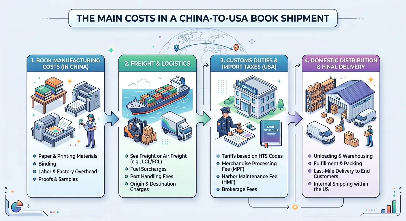 The Main Costs in a China-to-USA Book Shipment