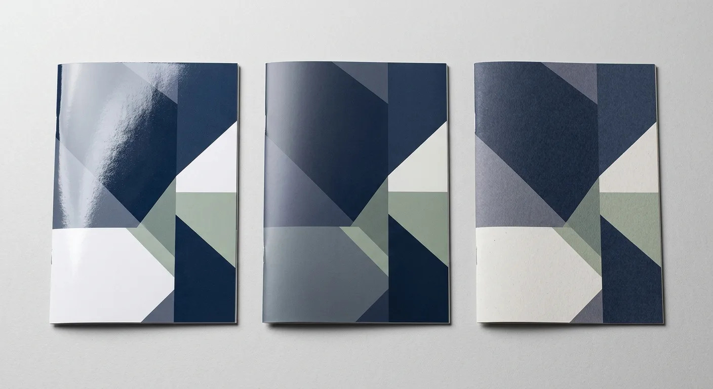 Booklet covers with gloss, matte and uncoated finishes
