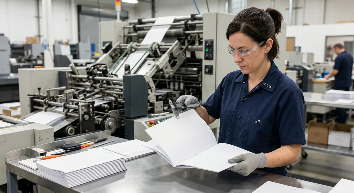 Print production check for booklet paper and binding
