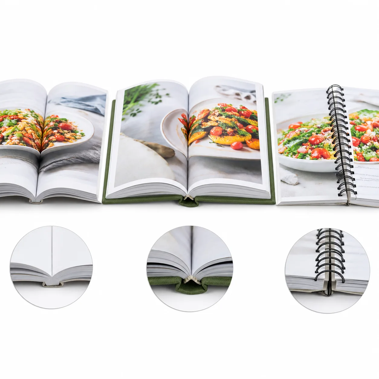 Comparison of cookbook binding constructions and opening behavior