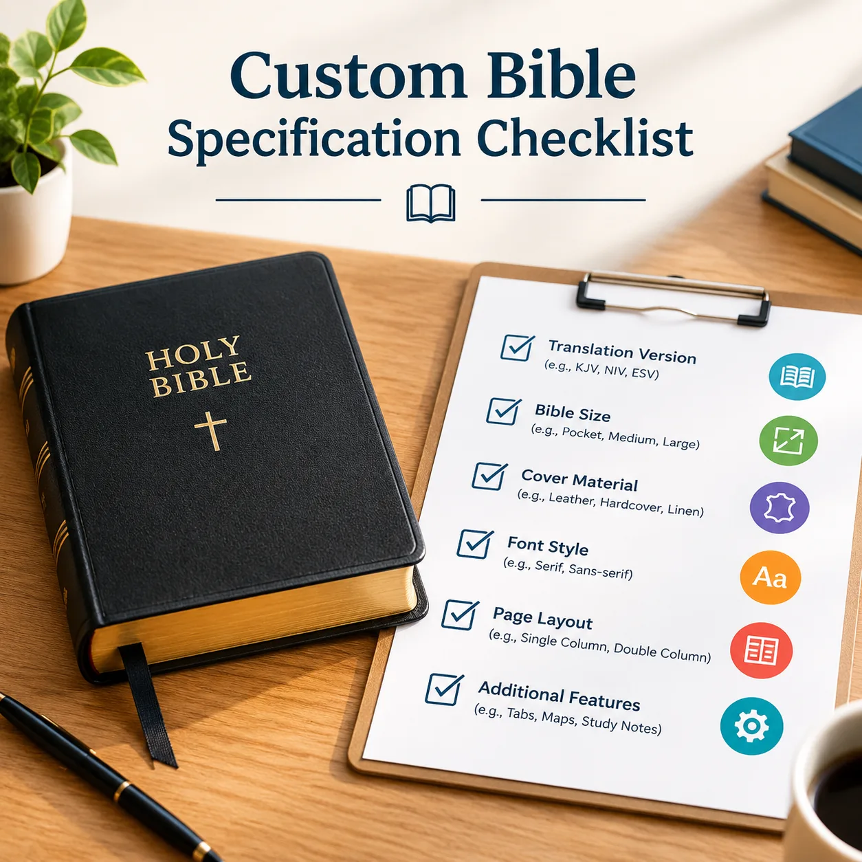 Custom Bible specification checklist