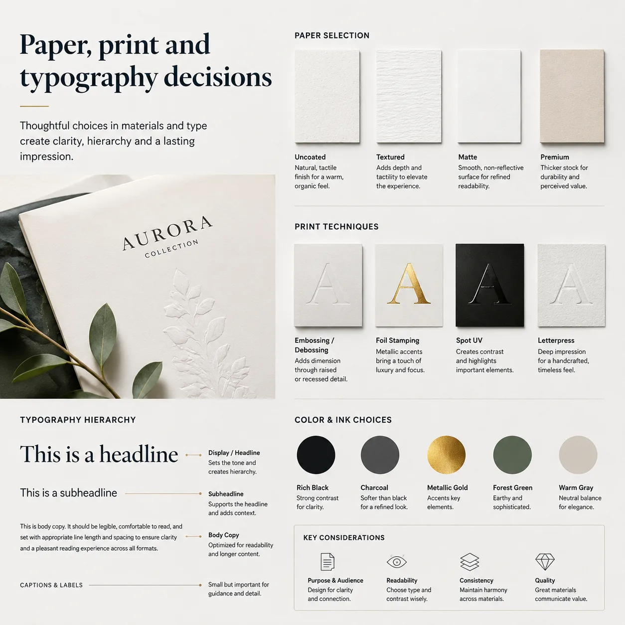 Paper, print and typography decisions