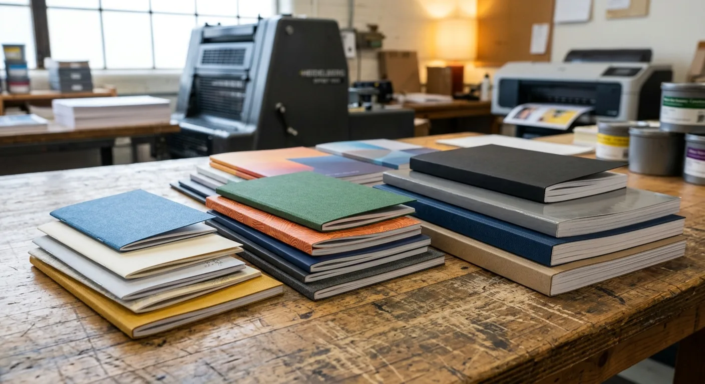 Different custom booklets with varied sizes and page thicknesses