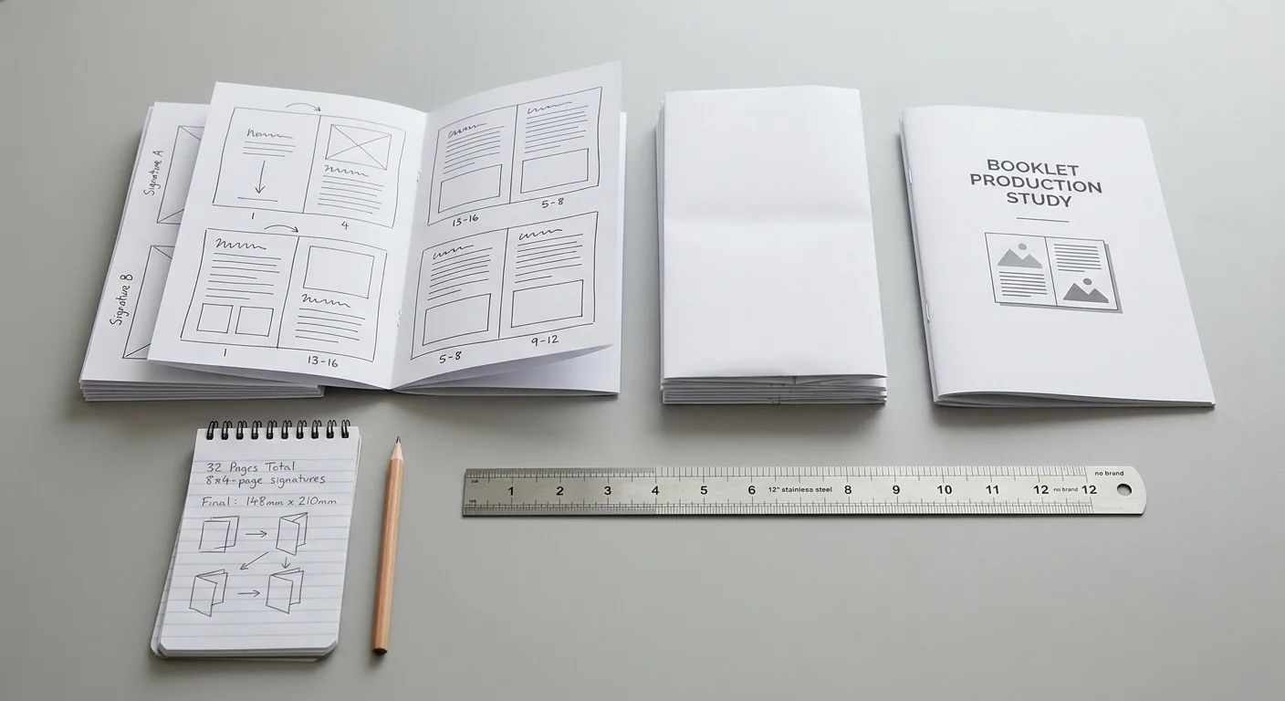 Folded printed sheets used to plan booklet page count