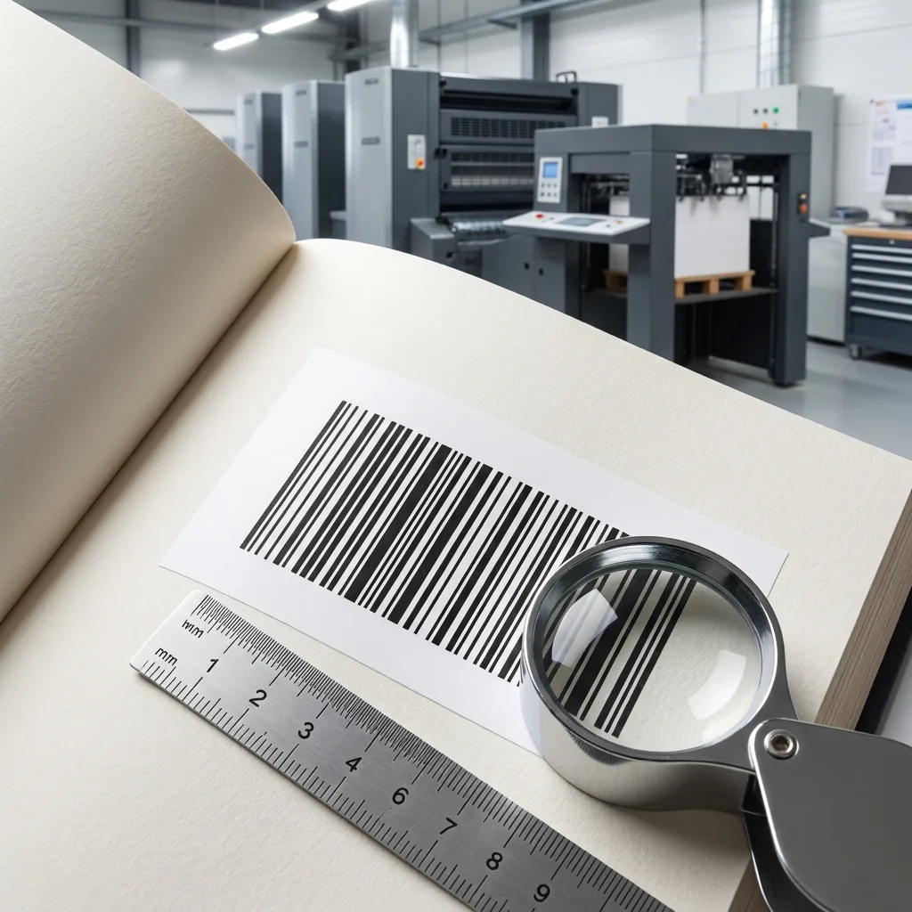 Close-up inspection of contrast and print quality for a book barcode