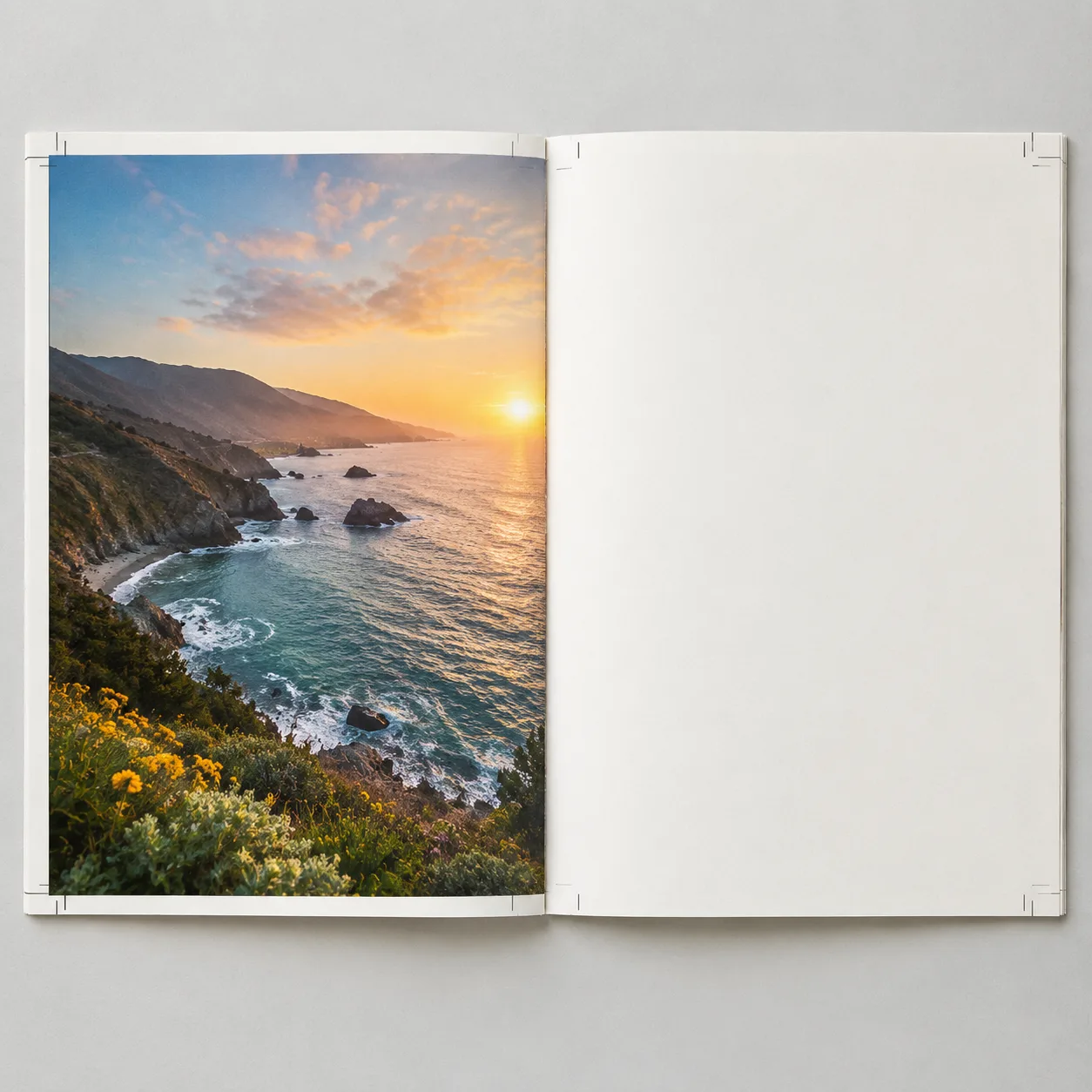Book interior proof showing edge-to-edge artwork and text kept within margins